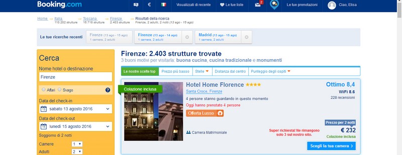 Booking Hotel Home Florence