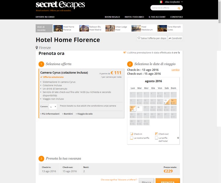 Secret Escape Hotel Home Florence