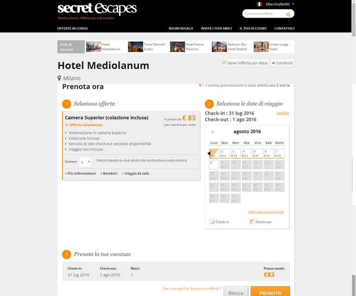 Secret Escapes Hotel Mediolanum