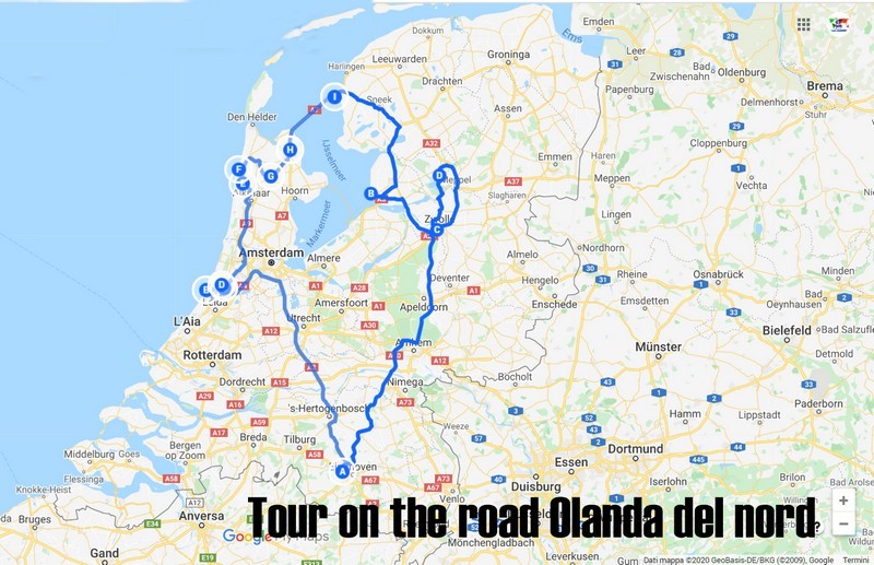 Tour Olanda, l'itinerario